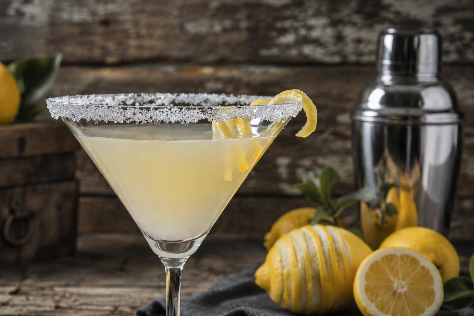 A classic Bee's Knees cocktail — gin, lemon, and honey served in a coupe glass with a lemon twist.